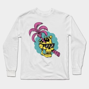 Skull Palm Tree Sumer Vibes Long Sleeve T-Shirt